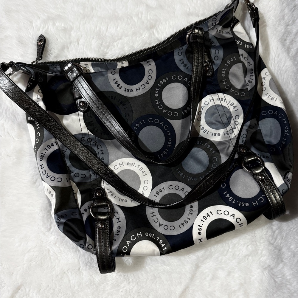 Coach Alexandra Signature Op Art Scarf Print Satchel